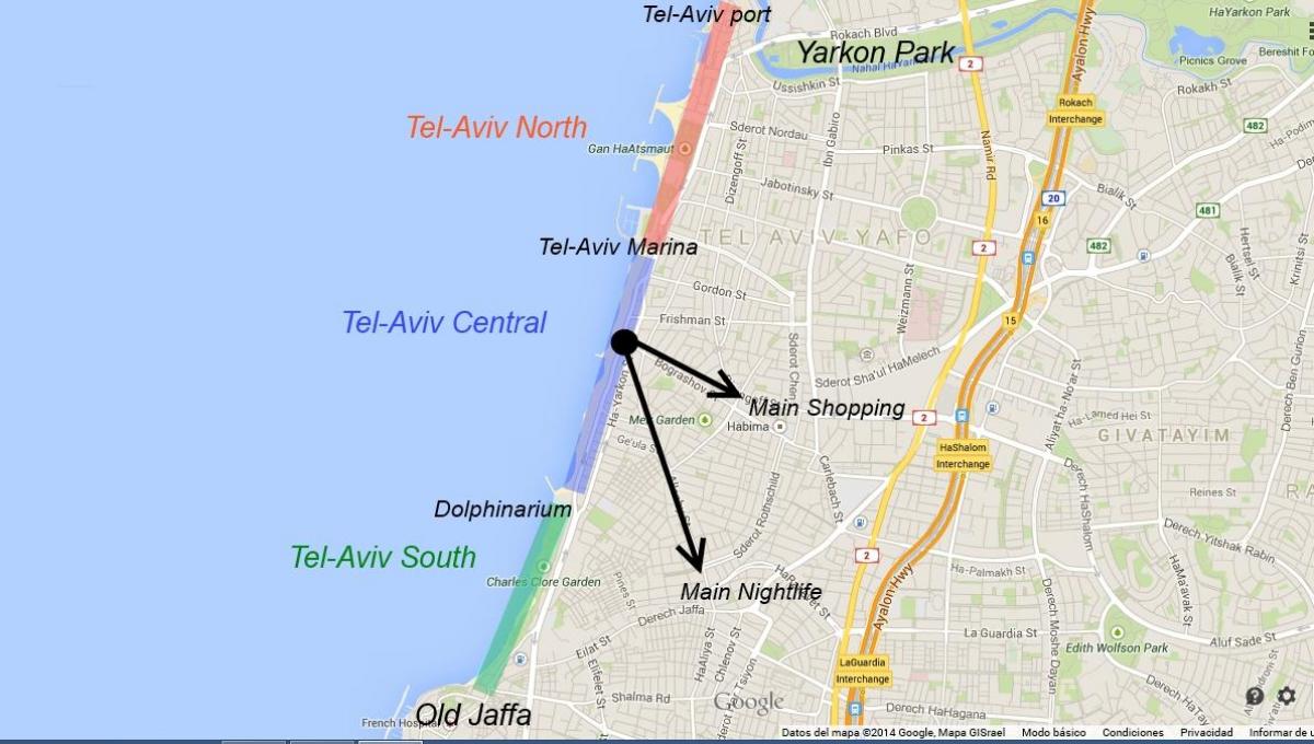 tel aviv karta Tel Aviv nattliv karta   Karta över Tel Aviv nattliv (Israel) tel aviv karta