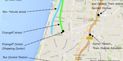 Karta över Tel Aviv kollektivtrafik