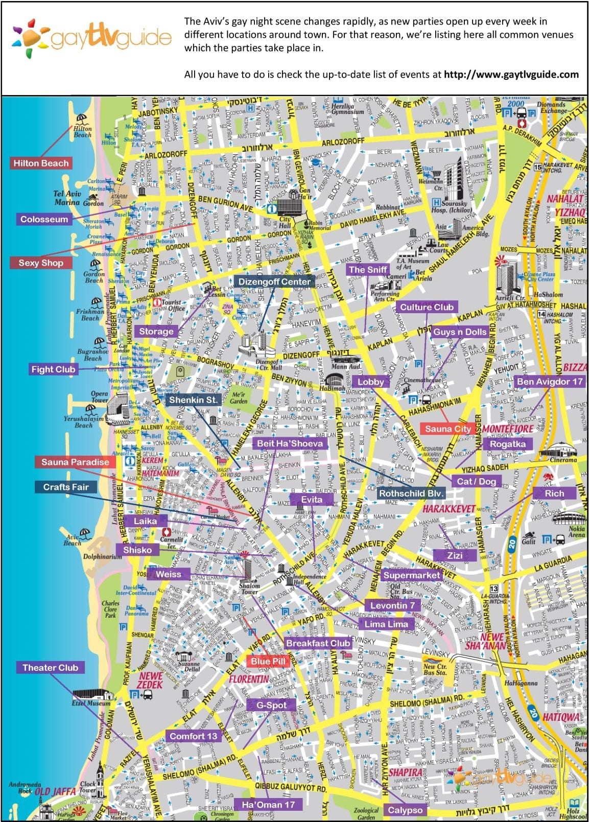 karta över Tel Aviv gay