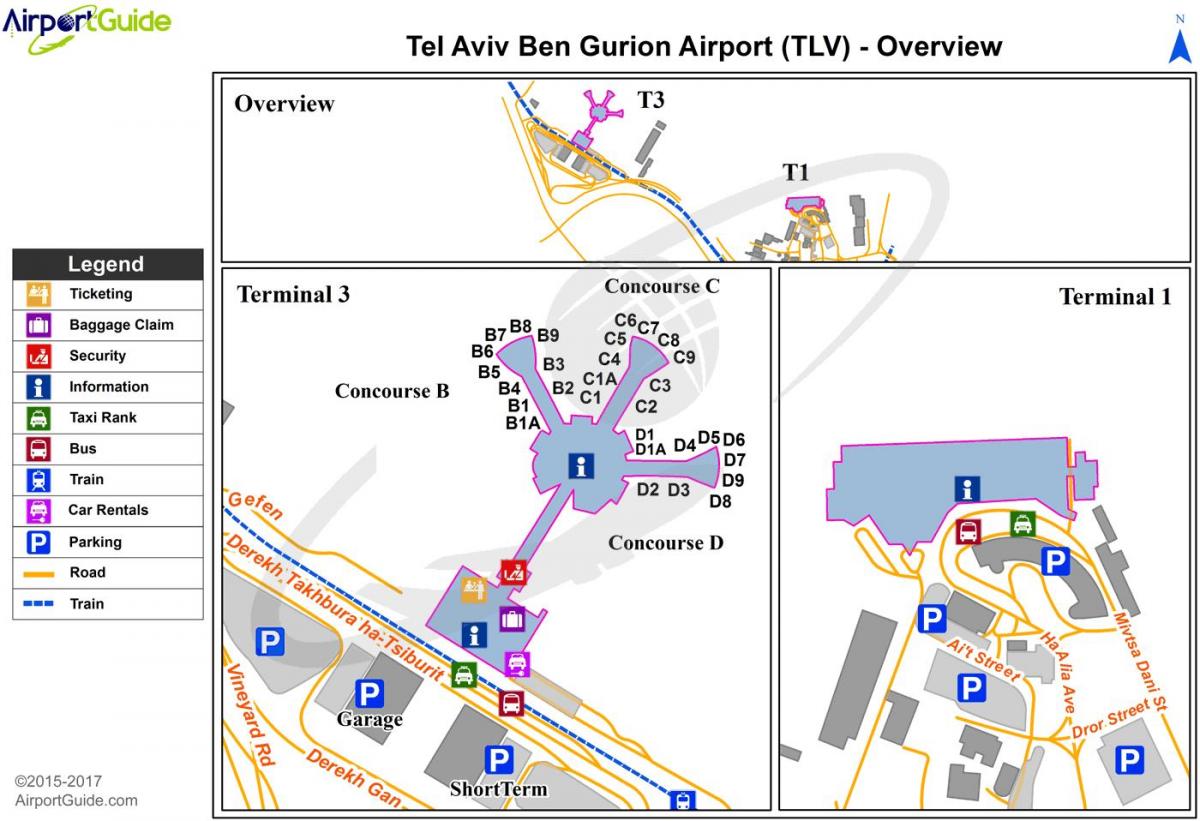 ben gurion airport terminal 3 på karta