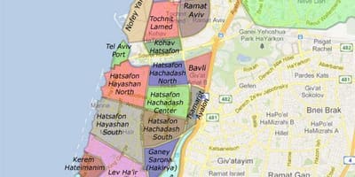 Tel Aviv stadsdelar karta