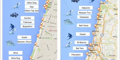 Karta över Tel Aviv stränder